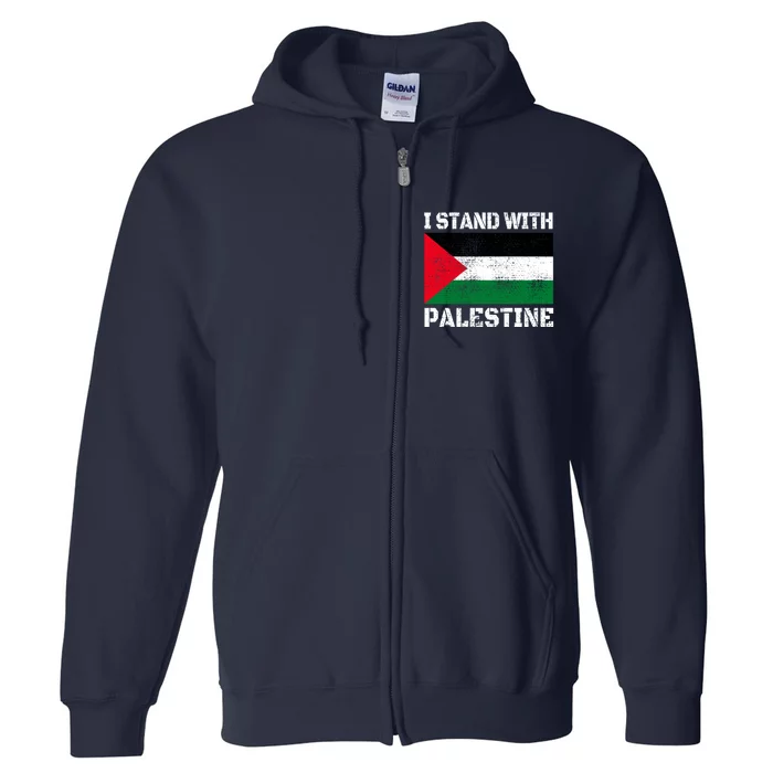 I Stand With Palestine Palestinian Flag Free Palestine Full Zip Hoodie