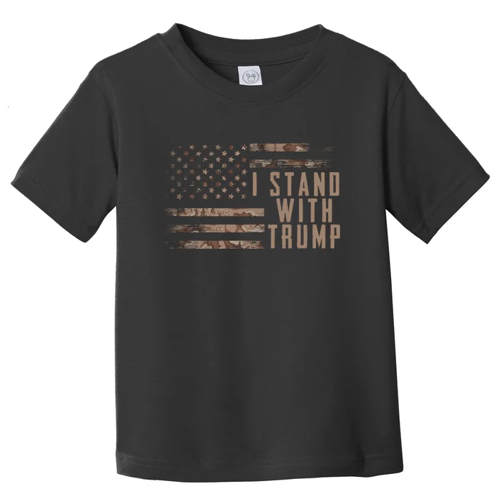 I Stand With Trump American Flag Military Toddler T-Shirt