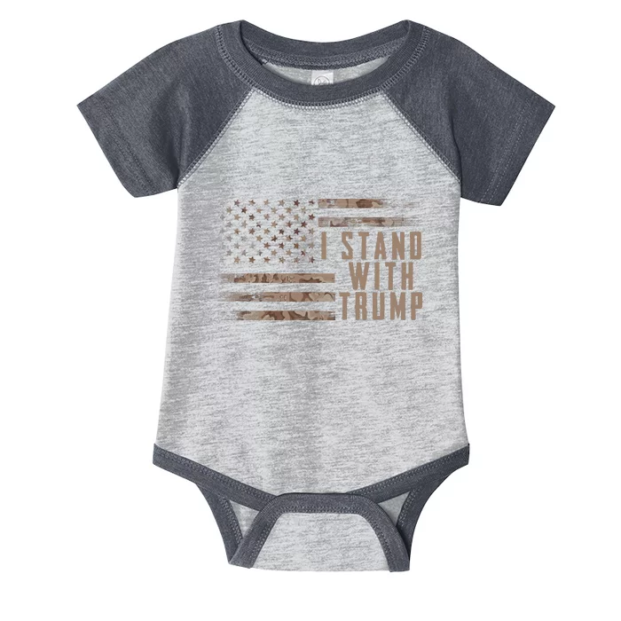 I Stand With Trump American Flag Military Infant Baby Jersey Bodysuit