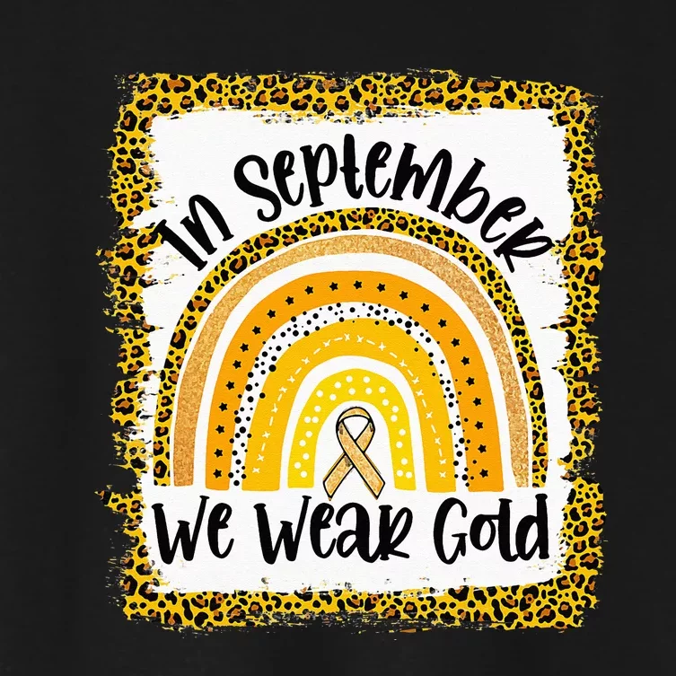 In September We Wear Gold Rainbow Childhood Cancer Awareness Women's Crop Top Tee