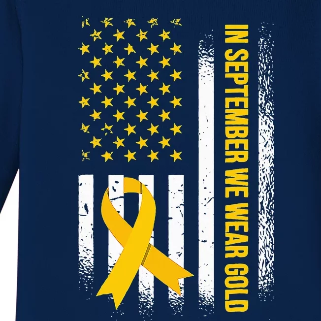 In September We Wear Gold Childhood Cancer Awareness Baby Long Sleeve Bodysuit