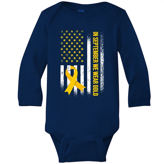 In September We Wear Gold Childhood Cancer Awareness Baby Long Sleeve Bodysuit