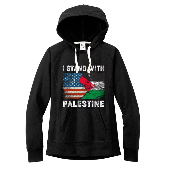 I Stand With Palestine Us Flag Palestinians Flag Women's Fleece Hoodie