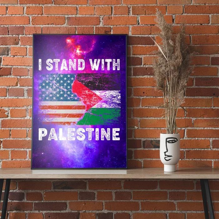 I Stand With Palestine Us Flag Palestinians Flag Poster