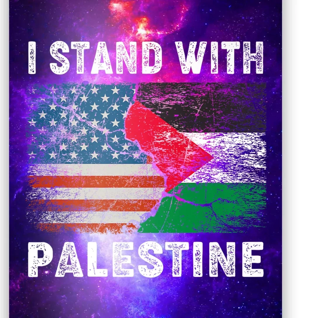 I Stand With Palestine Us Flag Palestinians Flag Poster