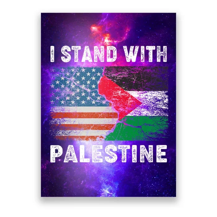 I Stand With Palestine Us Flag Palestinians Flag Poster