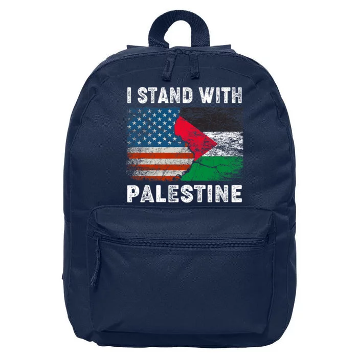 I Stand With Palestine Us Flag Palestinians Flag 16 in Basic Backpack