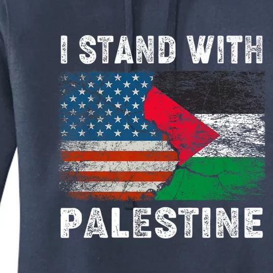 I Stand With Palestine Us Flag Palestinians Flag Women's Pullover Hoodie