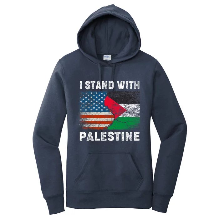 I Stand With Palestine Us Flag Palestinians Flag Women's Pullover Hoodie