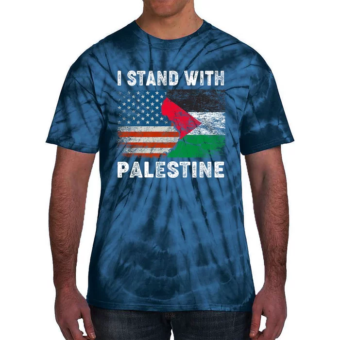 I Stand With Palestine Us Flag Palestinians Flag Tie-Dye T-Shirt