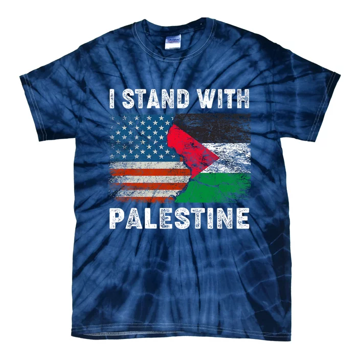 I Stand With Palestine Us Flag Palestinians Flag Tie-Dye T-Shirt