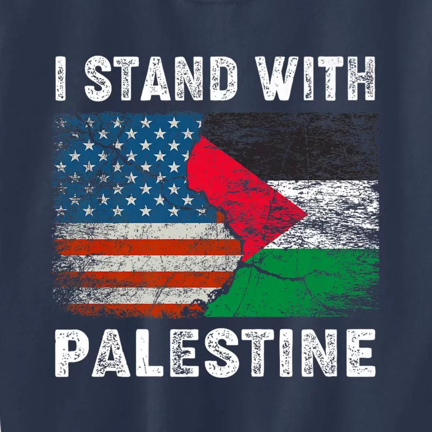 I Stand With Palestine Us Flag Palestinians Flag Kids Sweatshirt