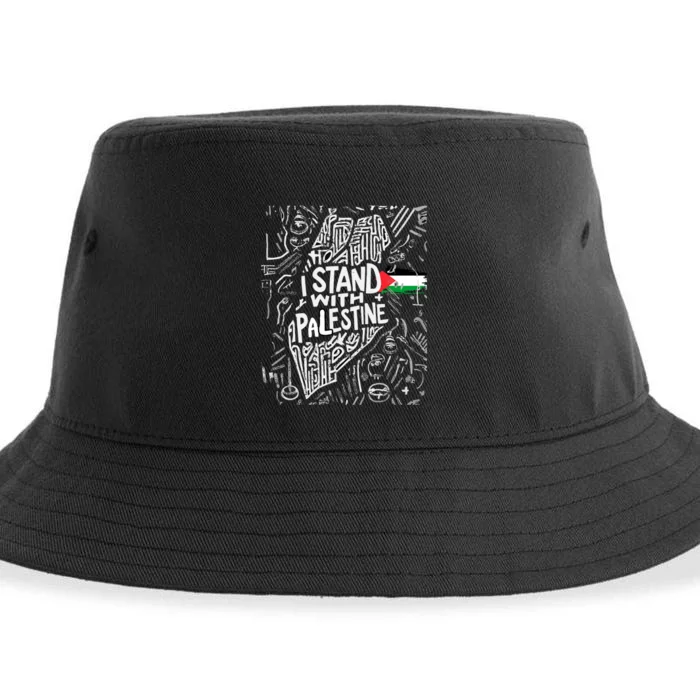 I Stand With Palestine Quote A Free Palestine Design Sustainable Bucket Hat