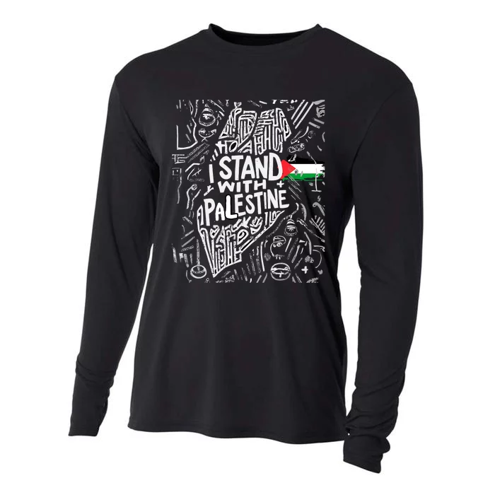 I Stand With Palestine Quote A Free Palestine Design Cooling Performance Long Sleeve Crew