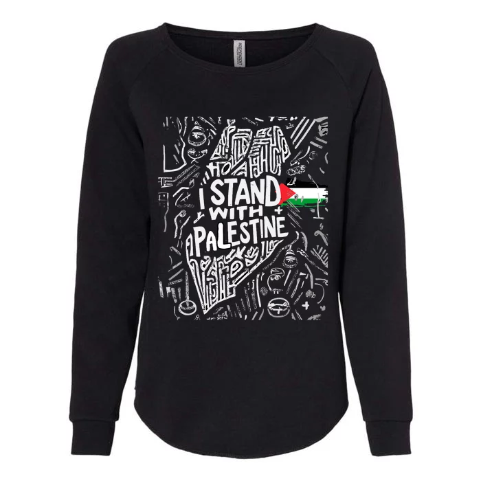 I Stand With Palestine Quote A Free Palestine Design Womens California Wash Sweatshirt