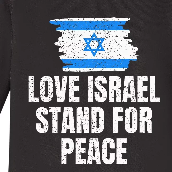 I Stand with Israel Flag Pray For Support Jewish Peace Love Baby Long Sleeve Bodysuit