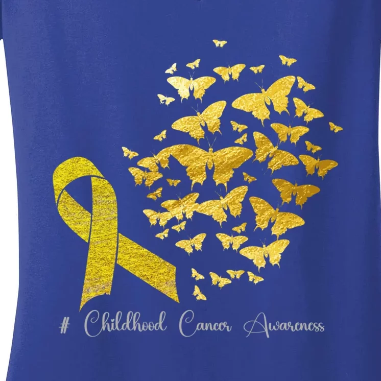 In September We Wear Gold Hood Cancer Awareness Gift Women's V-Neck T-Shirt