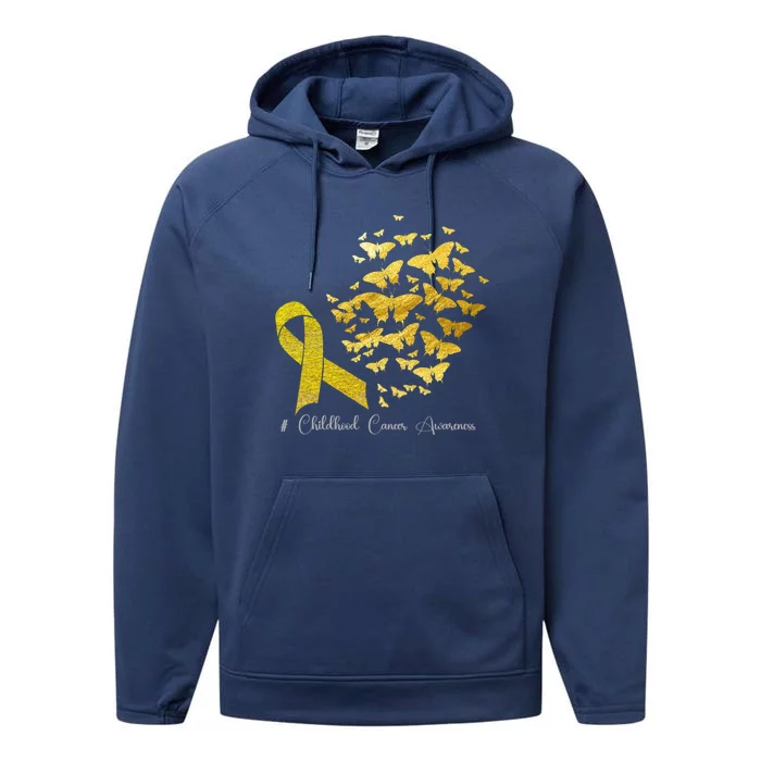 In September We Wear Gold Hood Cancer Awareness Gift Performance Fleece Hoodie