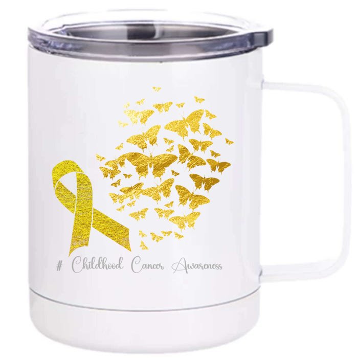 In September We Wear Gold Hood Cancer Awareness Gift Front & Back 12oz Stainless Steel Tumbler Cup