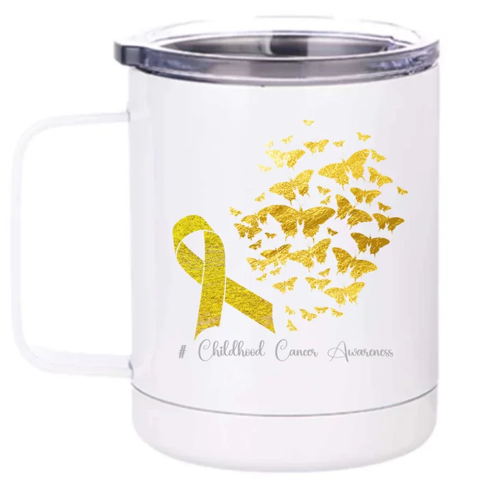 In September We Wear Gold Hood Cancer Awareness Gift Front & Back 12oz Stainless Steel Tumbler Cup