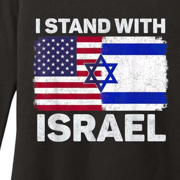 I Stand With Israel Usa American Flag With Israel Flag Womens CVC Long Sleeve Shirt