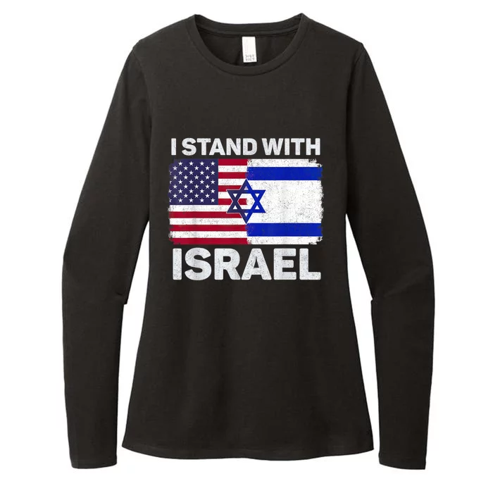 I Stand With Israel Usa American Flag With Israel Flag Womens CVC Long Sleeve Shirt