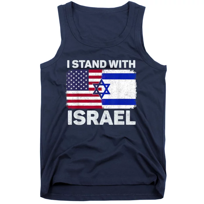 I Stand With Israel Usa American Flag With Israel Flag Tank Top