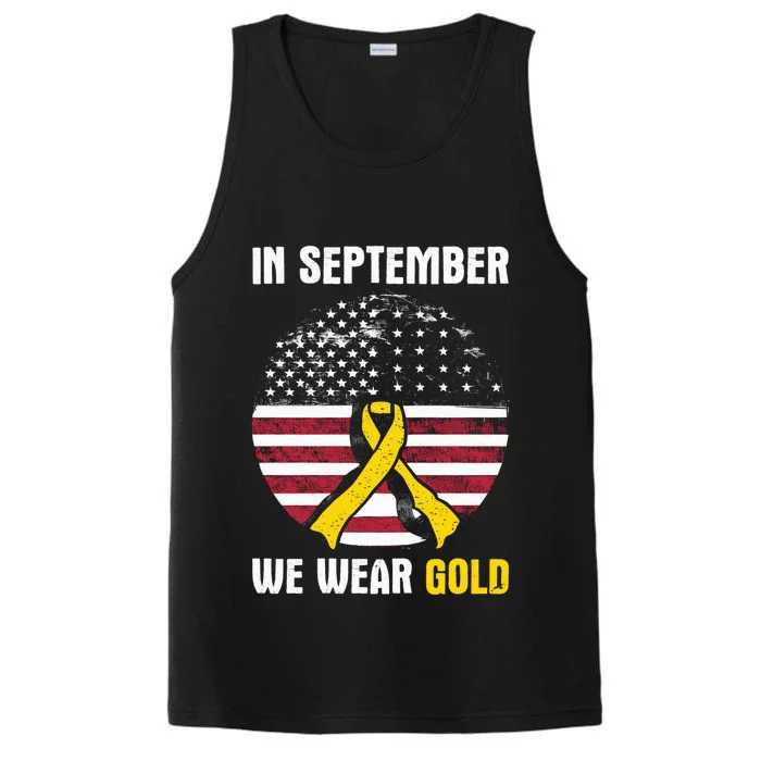 In September We Wear Gold Hood Cancer Awareness Gift Performance Tank