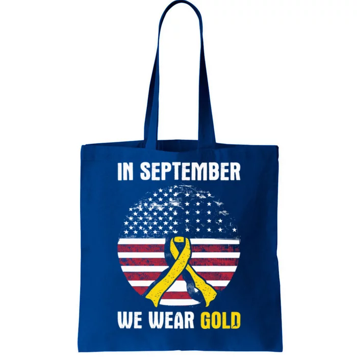 In September We Wear Gold Hood Cancer Awareness Gift Tote Bag