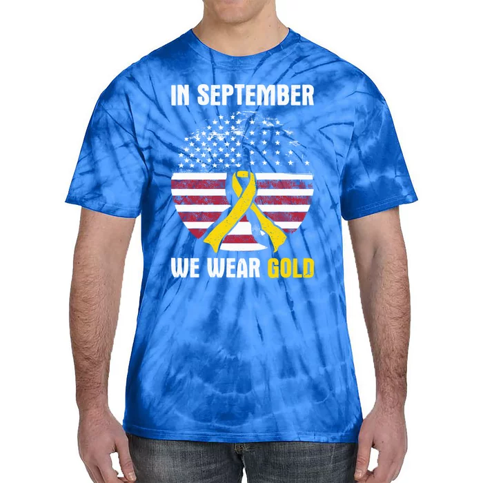 In September We Wear Gold Hood Cancer Awareness Gift Tie-Dye T-Shirt