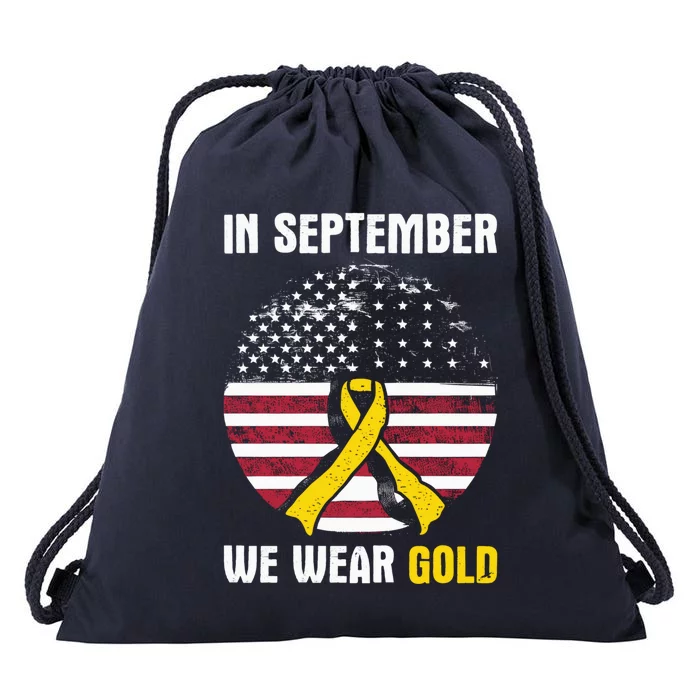 In September We Wear Gold Hood Cancer Awareness Gift Drawstring Bag