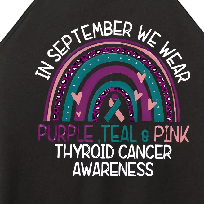 In September We Wear Purple Teal Pink Thyroid Cancer Awareness Women’s Perfect Tri Rocker Tank