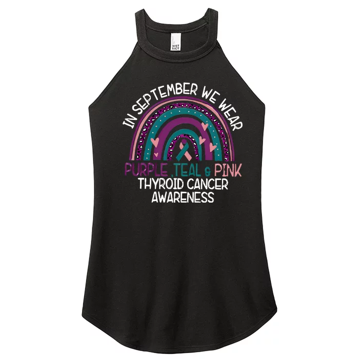 In September We Wear Purple Teal Pink Thyroid Cancer Awareness Women’s Perfect Tri Rocker Tank