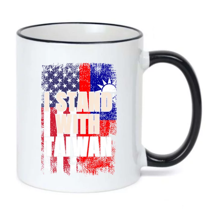 I Stand With Taiwan American Usa Flag Gift Black Color Changing Mug