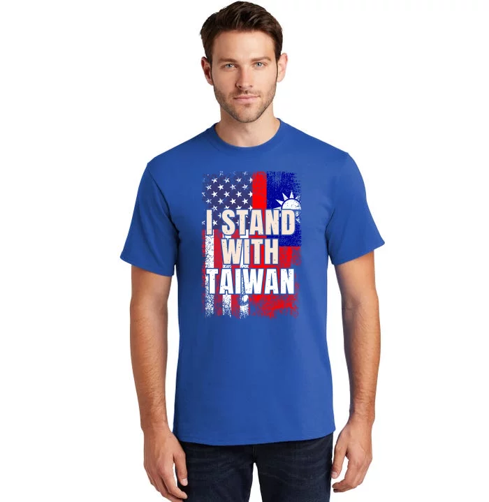 I Stand With Taiwan American Usa Flag Gift Tall T-Shirt