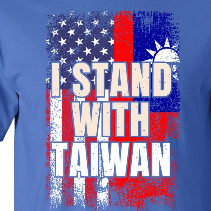 I Stand With Taiwan American Usa Flag Gift Tall T-Shirt