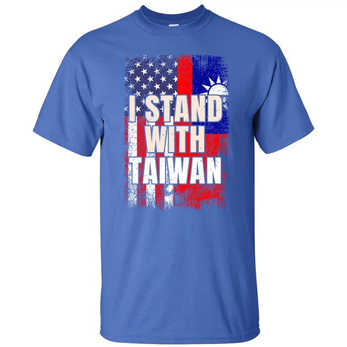 I Stand With Taiwan American Usa Flag Gift Tall T-Shirt