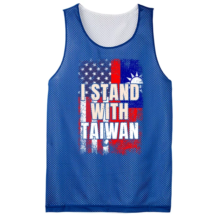 I Stand With Taiwan American Usa Flag Gift Mesh Reversible Basketball Jersey Tank