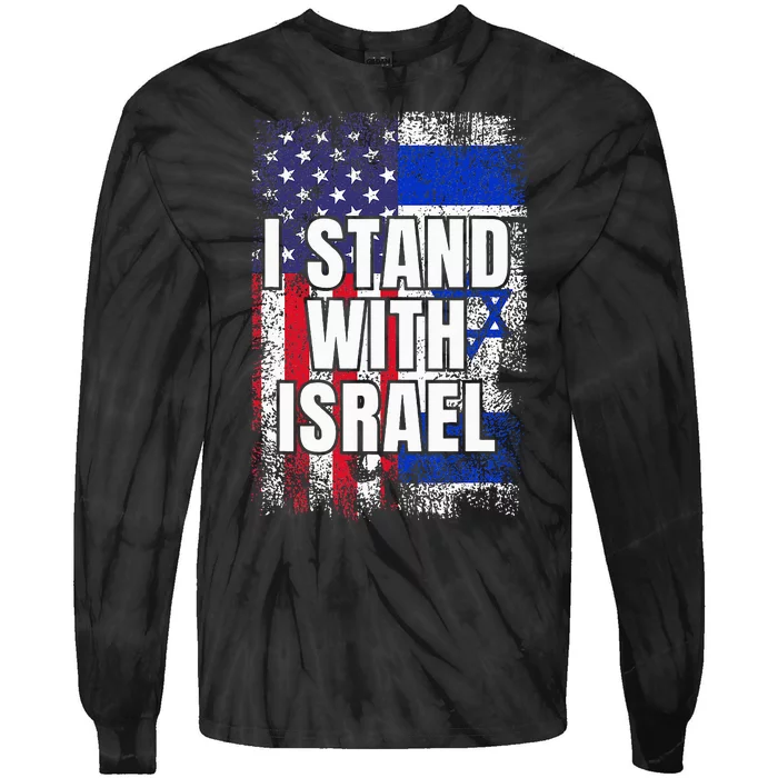 I Stand With Israel Usa Israeli Flag Tie-Dye Long Sleeve Shirt