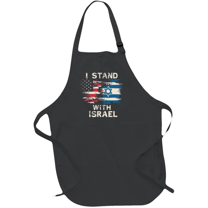 I Stand With Israel Patriotic Full-Length Apron With Pocket