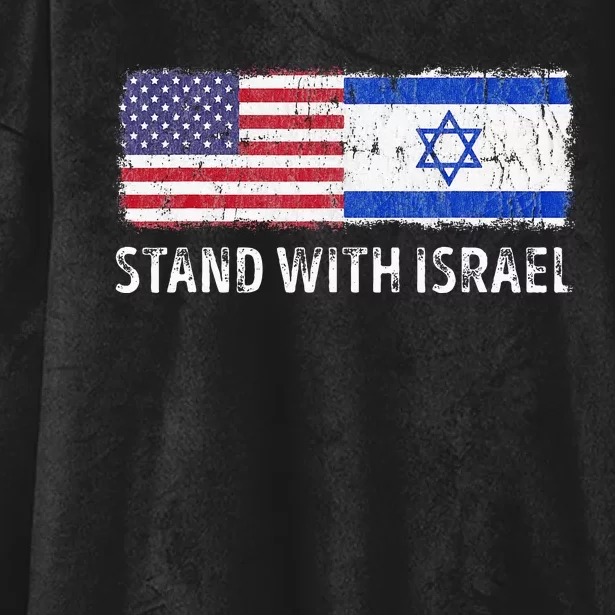 I Stand With Israel USA Israeli Flag Jewish Hooded Wearable Blanket