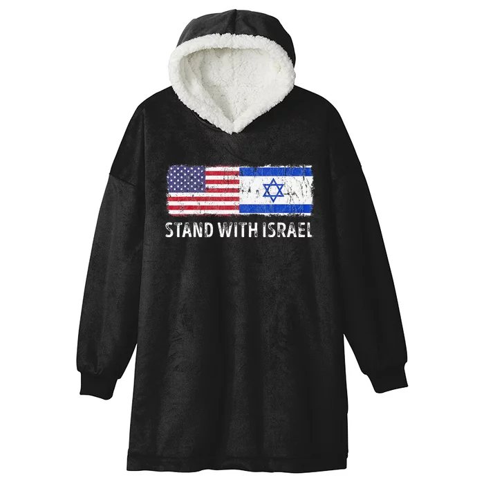 I Stand With Israel USA Israeli Flag Jewish Hooded Wearable Blanket