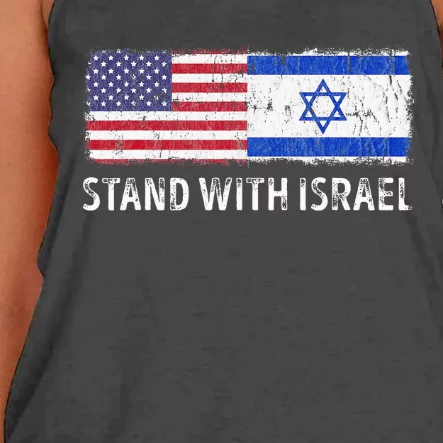 I Stand With Israel USA Israeli Flag Jewish Women's Knotted Racerback Tank