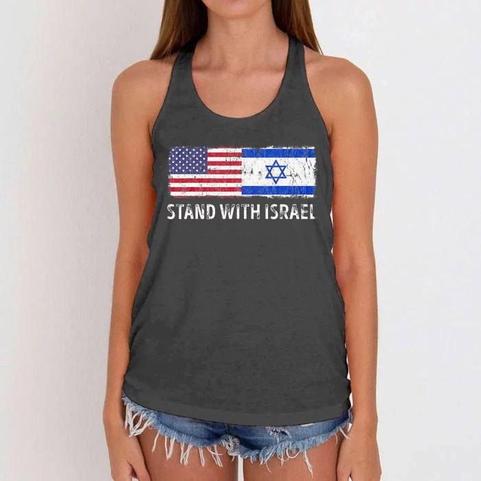 I Stand With Israel USA Israeli Flag Jewish Women's Knotted Racerback Tank