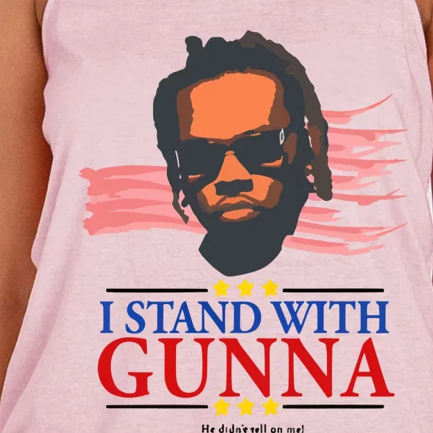 I Stand With G.U.N.N.A He Didn’T Tell On Me Women's Knotted Racerback Tank