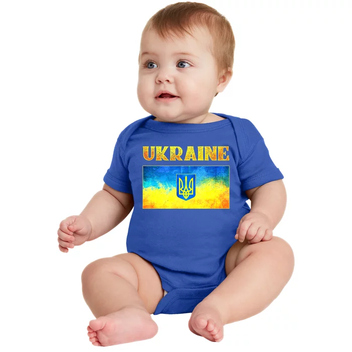 I Stand With Ukraine Cool Gift Ukrainian Flag Ukraine Funny Gift Baby Bodysuit