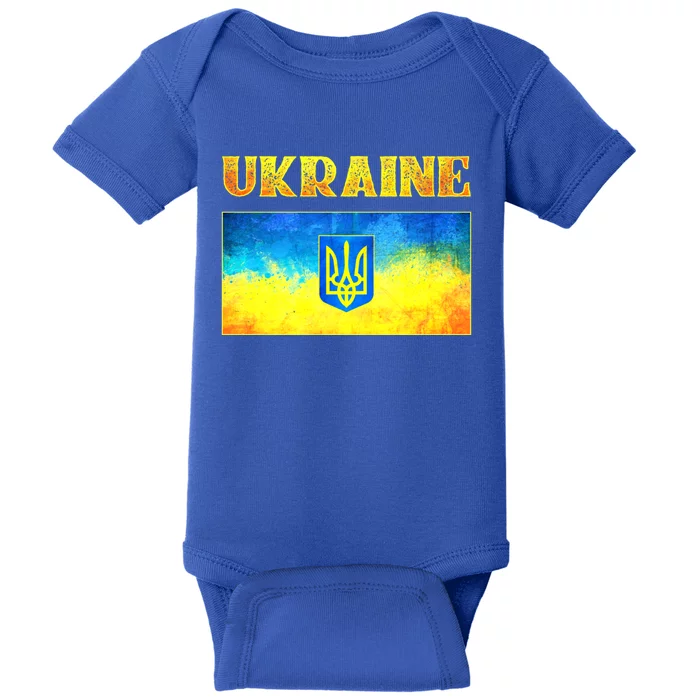 I Stand With Ukraine Cool Gift Ukrainian Flag Ukraine Funny Gift Baby Bodysuit