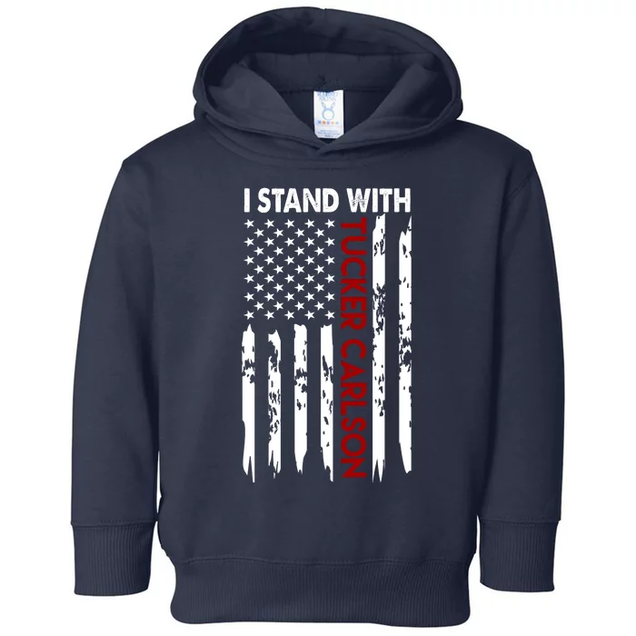 I Stand With Tucker Carlson American Flag Political Toddler Hoodie