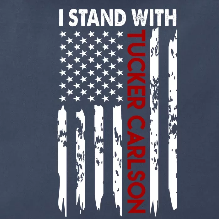 I Stand With Tucker Carlson American Flag Political Zip Tote Bag