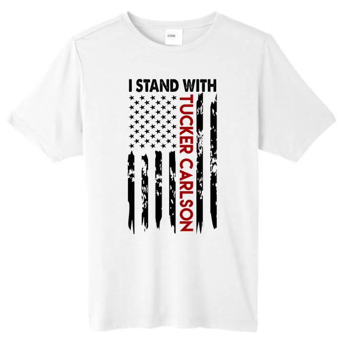 I Stand With Tucker Carlson American Flag Political ChromaSoft Performance T-Shirt